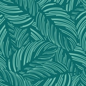 Small scale // Calathea leaf prints // pine green background spearmint green lines