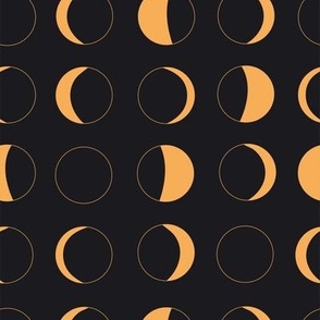 Gold Moon phases on black bg