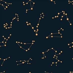 Gold constellations on navy bg