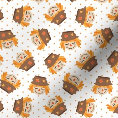 (1.5" scale) Cute Scarecrows - orange polka dots - fall - C21