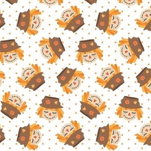 (1.5" scale) Cute Scarecrows - orange polka dots - fall - C21
