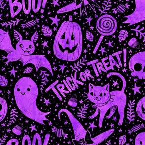 Spooky Cute Halloween Purple on Black