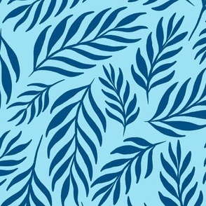 Ferns in Coastal Blue on Sky Blue - Large