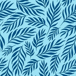 Ferns in Coastal Blue on Sky Blue - Medium
