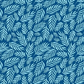 Ferns in Sky Blue on Coastal Blue - Small