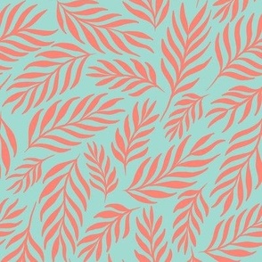 Ferns in Coral and Mint - Medium