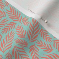 Ferns in Coral and Mint - Small