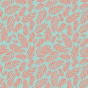 Ferns in Coral and Mint - Small