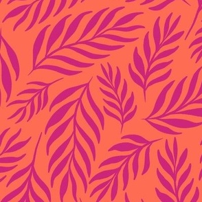 Ferns in Fuchsia and Orange - Large