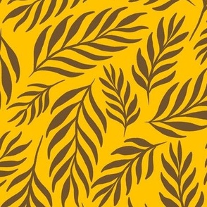 Ferns in Retro Brown and Yellow - Large