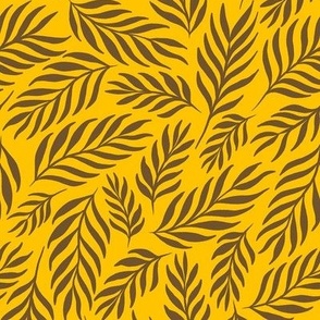 Ferns in Retro Brown and Yellow - Medium