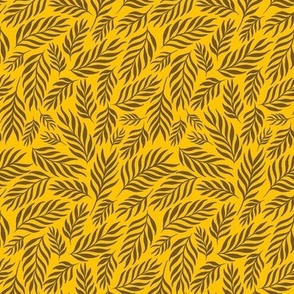 Ferns in Retro Brown and Yellow - Small