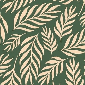 Ferns in Retro Green and Cream - Large