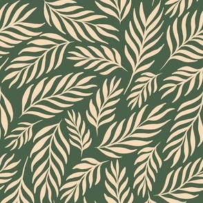 Ferns in Retro Green and Cream - Medium