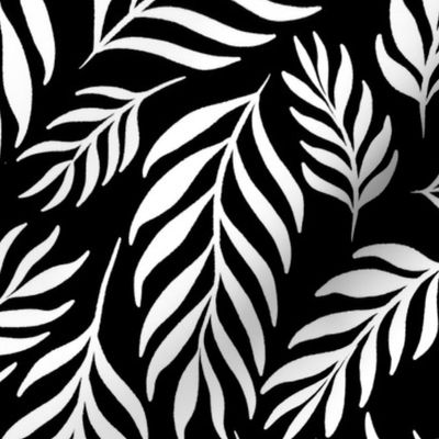 Ferns in White and Black - Extra Large