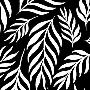 Ferns in White and Black - Extra Large