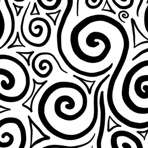 Black Swirls on a White Background - Abstract Doodle Art 