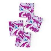 Dinosaur Block Print Raspberry Lilac 