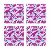 Dinosaur Block Print Raspberry Lilac 