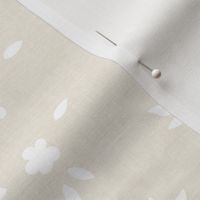 Daisies Floral Cream Linen White_Iveta Abolina