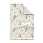 Daisies Floral Cream Linen Grey Blue_Iveta Abolina