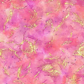 Inky Abstract Pink and Gold