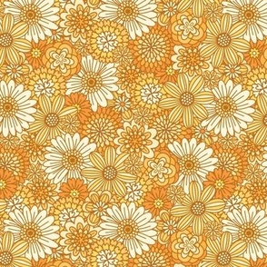 Orange & Yellow Retro Flower Outlines  (Extra Small Scale)