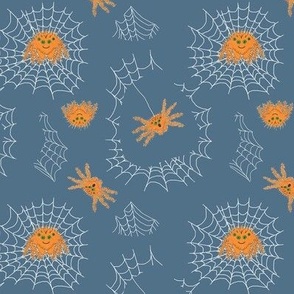 SBG - Spiders on a blue gray background