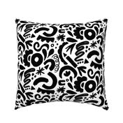 Black and white arty scribble pattern