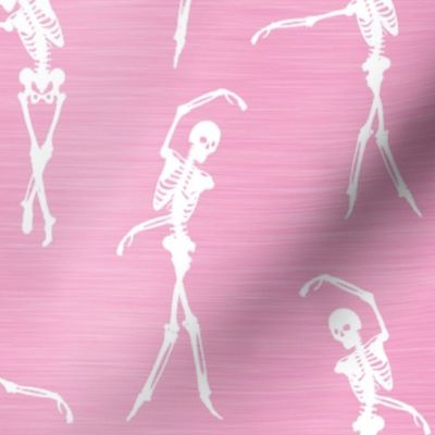Bigger Scale Ballet Dancer Skeletons Halloween Ballerinas on Pink Texture