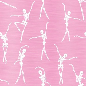 Bigger Scale Ballet Dancer Skeletons Halloween Ballerinas on Pink Texture