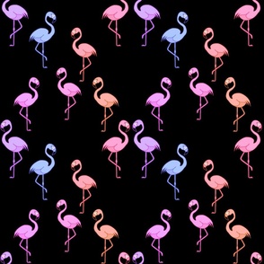 Flamingo Party (pink, purple) - black, medium 