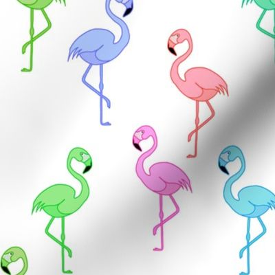 Flamingo Party (rainbow) #1 - white, medium 