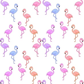 Flamingo Party (pink, purple) - white, medium 