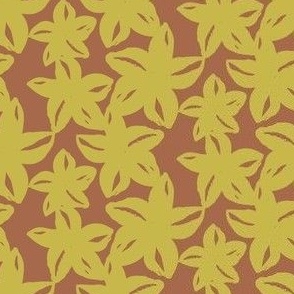 tonal floral yellow on brick