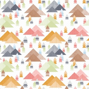 Large Scale Tranquil Mountains Neutral Geometric Triangle Forest Trees and Hills