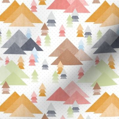 Medium Scale Tranquil Mountains Neutral Geometric Triangle Forest Trees and Hills