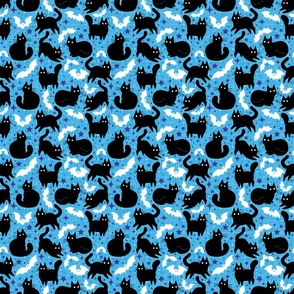 Small Cats and Bats Blue