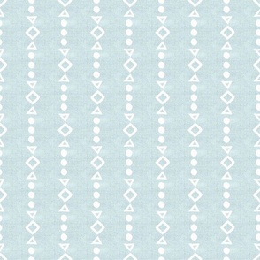 Small Scale Tribal Aztec Shapes Aqua Pale Blue Boho Hippie Neutral Natural for Soft Palette Bedroom or Baby Nursery