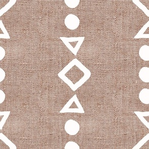 Large Scale Tribal Aztec Shapes Pale Mocha Light Brown Tan Boho Hippie Neutral Natural for Soft Palette Bedroom or Baby Nursery Rustic Burlap Texture