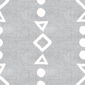 Large Scale Tribal Aztec Shapes Pale Light Grey Boho Hippie Neutral Natural for Soft Palette Bedroom or Baby Nursery Rustic Burlap Texture