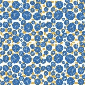 Floral Geometric Circle Blobs Yellow and Blue