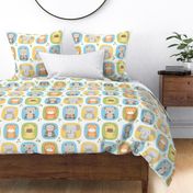 XL animal babies blues - jungle baby lions tigers monkeys elephants giraffes kangaroos hippos koalas - nursery decor pattern boys girls