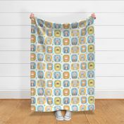 XL animal babies blues - jungle baby lions tigers monkeys elephants giraffes kangaroos hippos koalas - nursery decor pattern boys girls