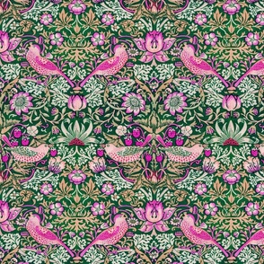 Pink Strawberry Thief by William Morris, 1883-Larger