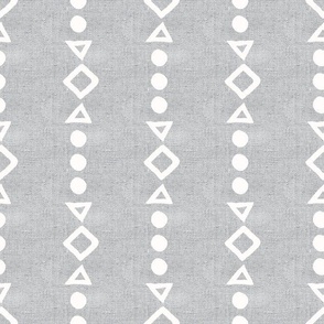Medium Scale Tribal Aztec Shapes Pale Light Grey Boho Hippie Neutral Natural for Soft Palette Bedroom or Baby Nursery Rustic Burlap Texture