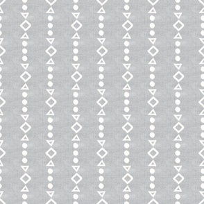 Small Scale Tribal Aztec Shapes Pale Light Grey Boho Hippie Neutral Natural for Soft Palette Bedroom or Baby Nursery Rustic Burlap Texture
