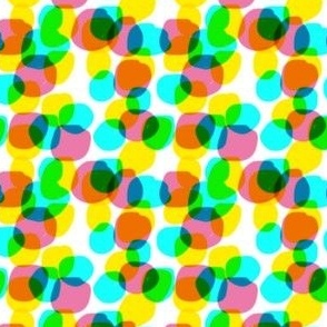 Cheerful Colorful  Circular Dots with Halftone Effect Blue Yellow Pink Medium