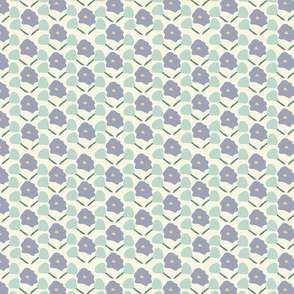 Bloom retro flora, Lilac and teal