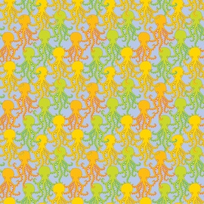 Octopus Coastal Ocean Sea Creatures Summer Beach Multi-Colour Orange Yellow Green on Purple - TINY Scale - UnBlink Studio by Jackie Tahara